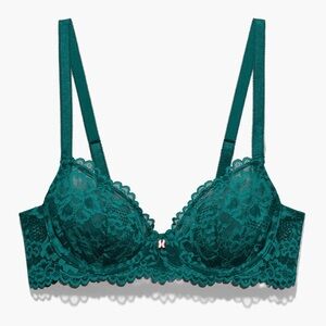 Savage x Fenty Floral Lace Unlined Bra Forest Green